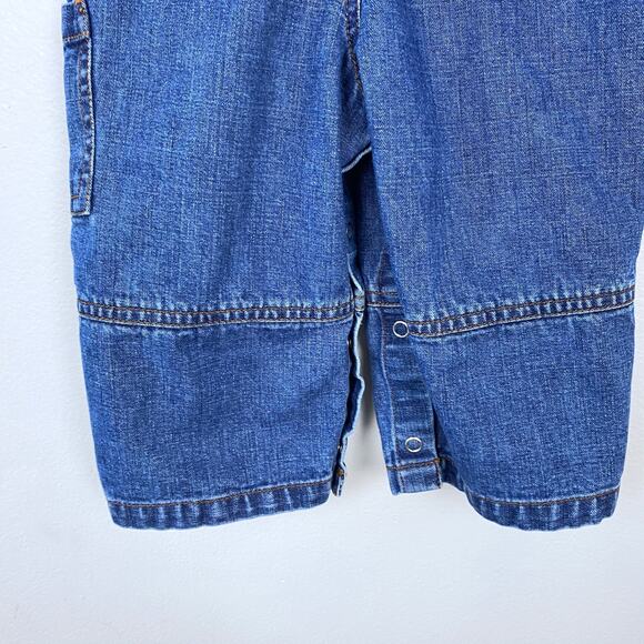 Roots 73 Denim Overalls Snap Closure Cargo Jean 100% Cotton Utility Size 12M-18M - Picture 6 of 9